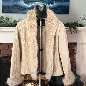 Wilson Cream Quilted Jacket with Faux Fur Trim